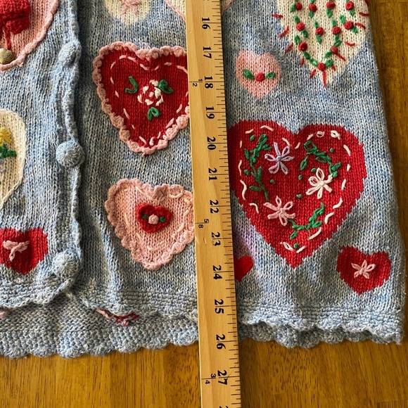 Vintage Eagle's Eye Heart Knit Sweater Vest Medium Valentines Cottage Grandma - Picture 13 of 13